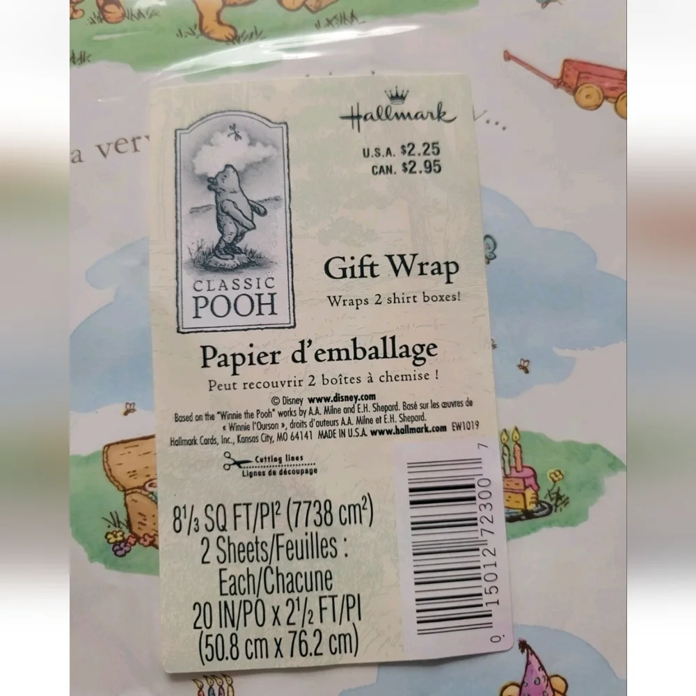 NEW Vintage Hallmark Classic Pooh It Was A Happy Day Gift Wrapping Paper USA